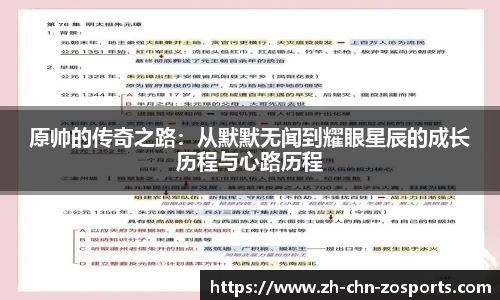原帅的传奇之路：从默默无闻到耀眼星辰的成长历程与心路历程